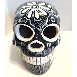 Dia De Los Muertos Day of the Dead Ceramic Sugar Skull Mexican Folk Art Painted